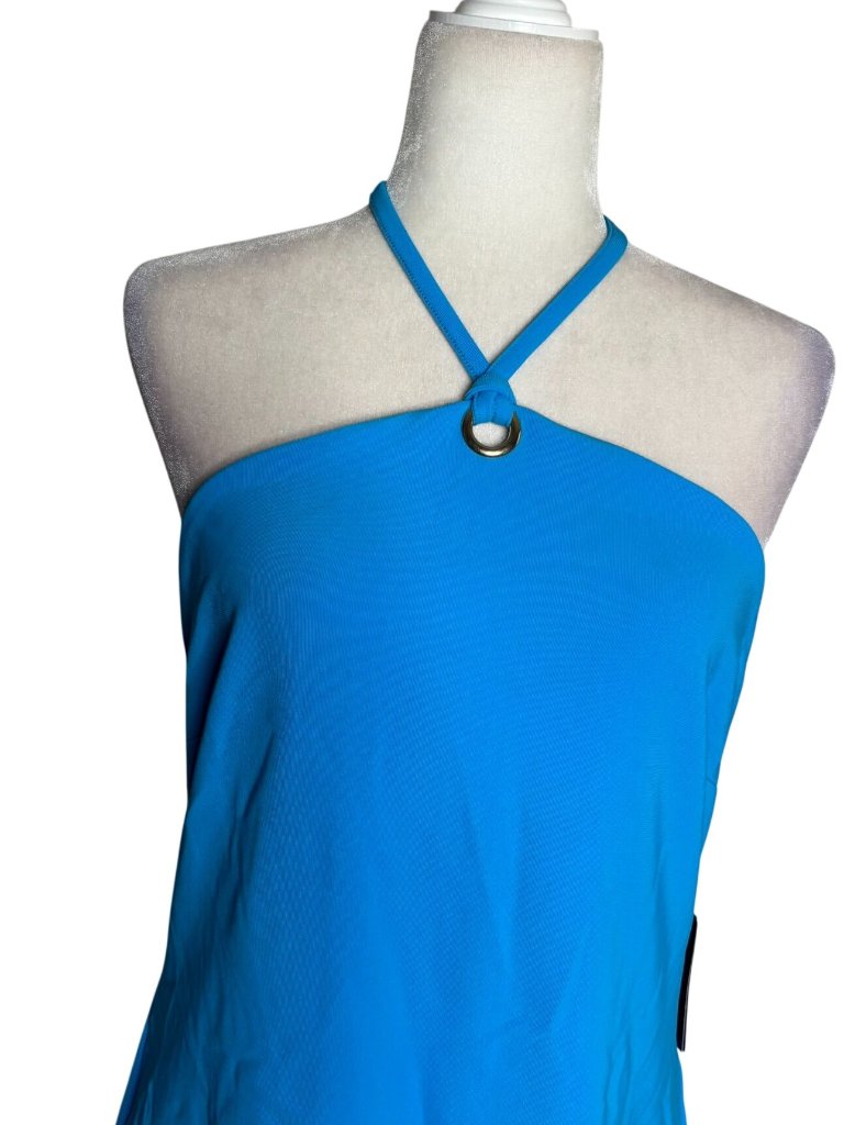 Boston Proper Halter Neck Mini Dress Medium Blue Stretch Shelf Bra New — image 2 of 7